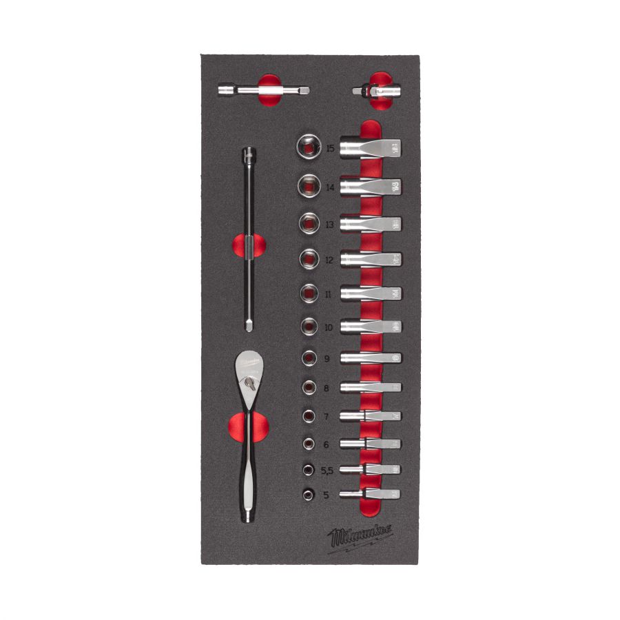 1/4 Ratschen- & Steckschlüsseleinsätze Einlage 28-teilige Einlage für Werkstattwagen 78 cm - 1 Stück
